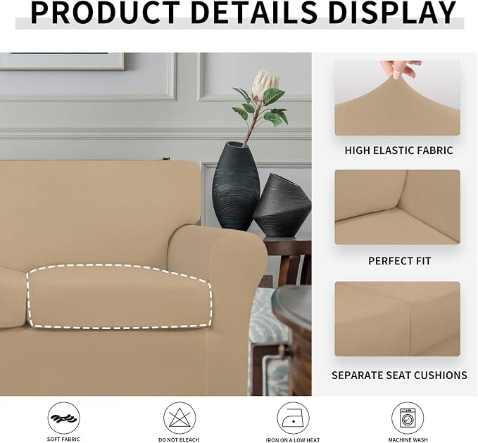 Easy-Going 4 Pieces Oversized Stretch Soft Couch Cover - Image 6