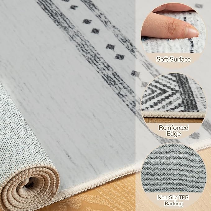 BESTSWEETIE 4x6 Area Rugs for Living Room Washable Moroccan Farmhouse Neutral - Image 2