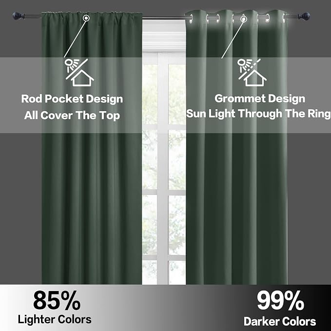 RYB HOME Blackout Cafe Curtains 30 inch Length, Short Light UV Heat Blocking - Image 6