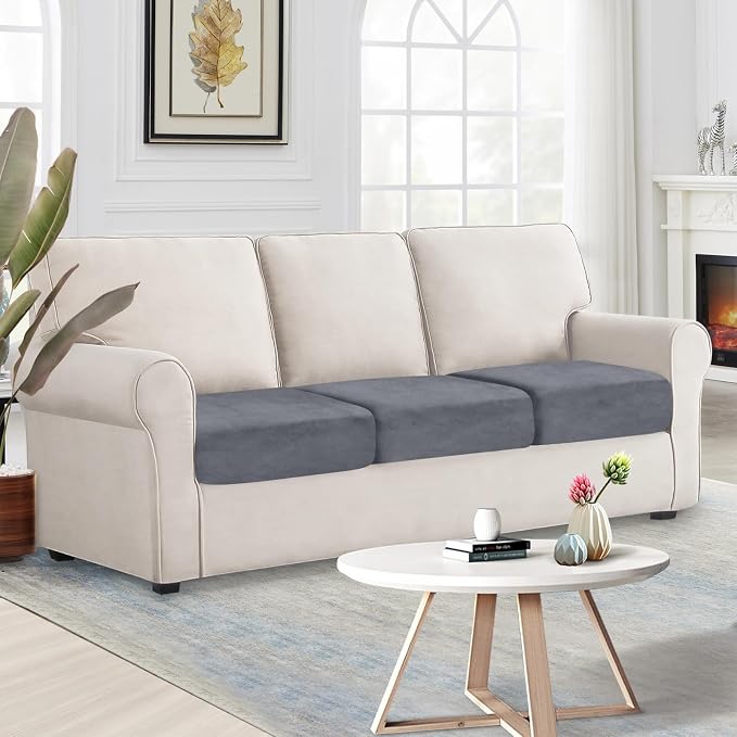 NAISI Couch Cushion Covers 3 Pieces Velvet Stretch Sofa Seat Covers or Backrest - Image 4