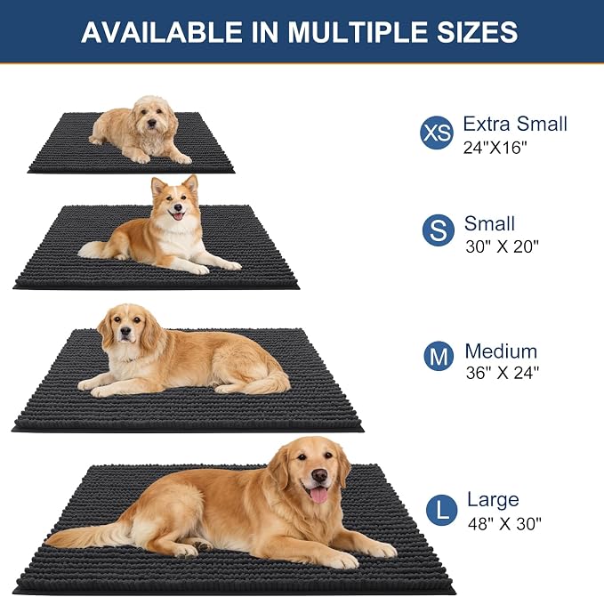 OLANLY Dog Door Mat for Muddy Paws 48x30, Ultra Absorbent Chenille Mud Doormat - Image 2