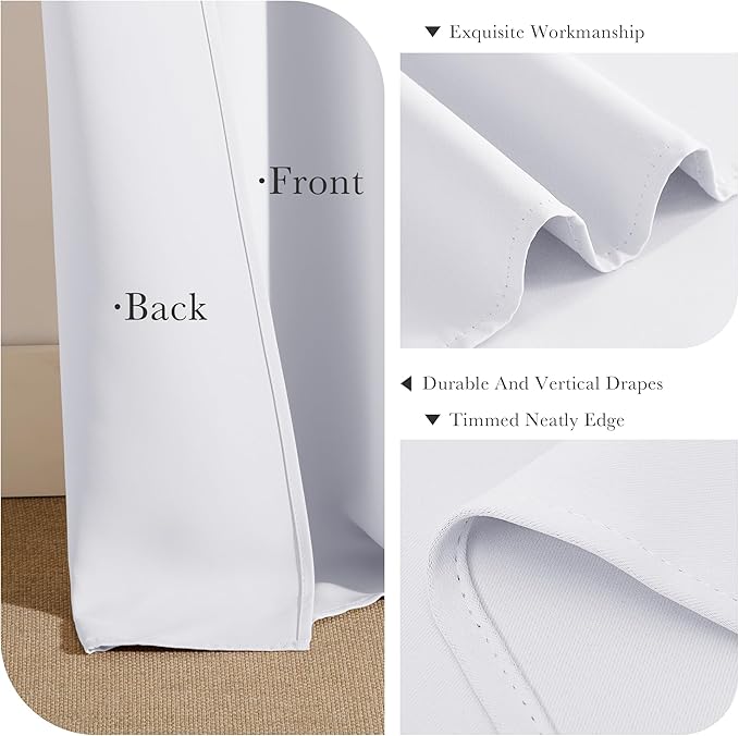 PONY DANCE 50% Light Blocking White Curtains 72 inch, Non-See-Through Window - Image 6