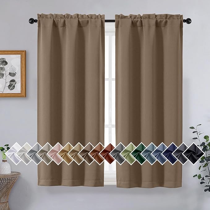 OVZME Brown Short Blackout Curtains by OVZME
