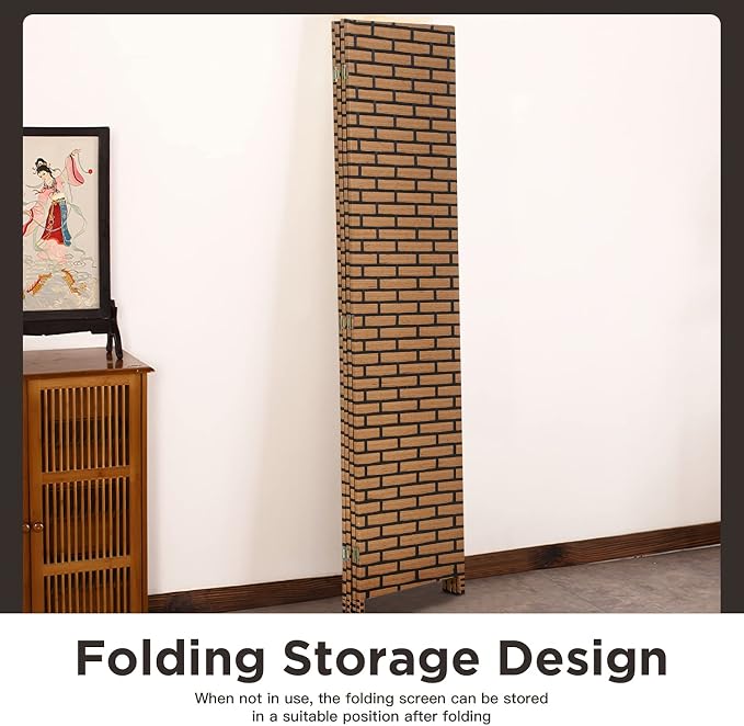 Room Divider Wood Screen 4 Panel Wood Mesh Woven Design Room Screen Divider - Image 6