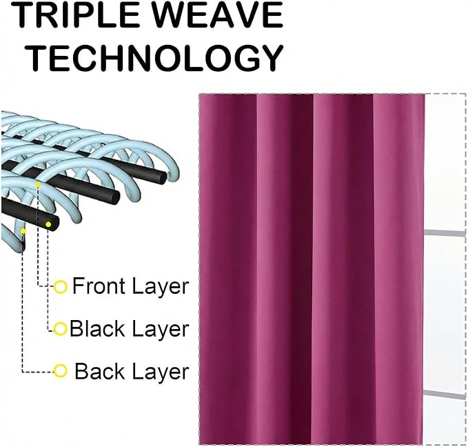 OVZME Hot Pink Blackout Curtains - Image 3