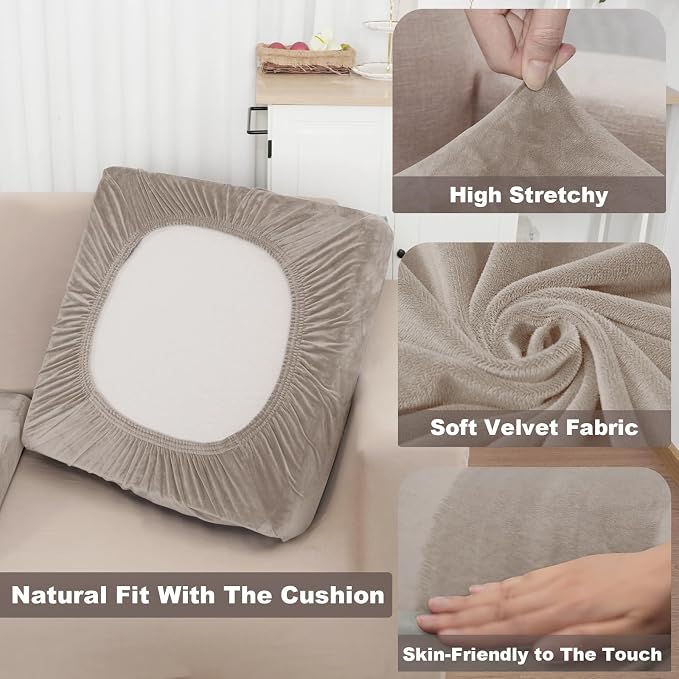 NAISI Couch Cushion Covers 1 Piece Velvet Stretch Sofa Seat Covers or Backrest - Image 3
