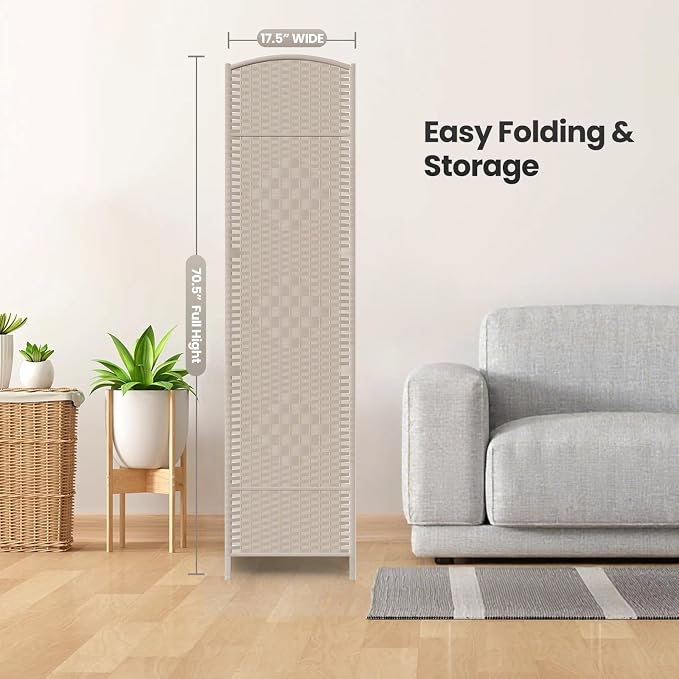 6 Panel Room Divider, 6Ft Folding Privacy Screen, Tall - Image 7