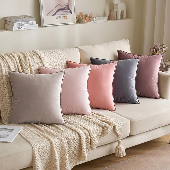MIULEE Dark Grey Velvet Throw Pillow Covers 20x20 Soft Decorative Solid Square - Image 5