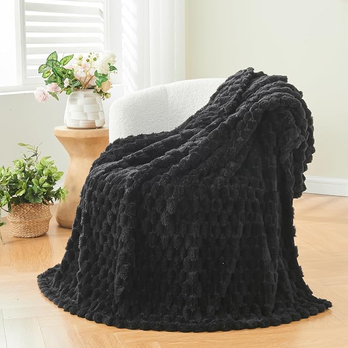 NEWCOSPLAY Super Soft King Blanket Black Premium Silky Flannel Fleece 3D Clouds - Image 7
