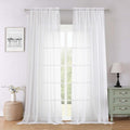 Lecloud Sheer White Curtains 96 Inches Long 2 Panels Set, Solid Airy Voile Dual by Lecloud