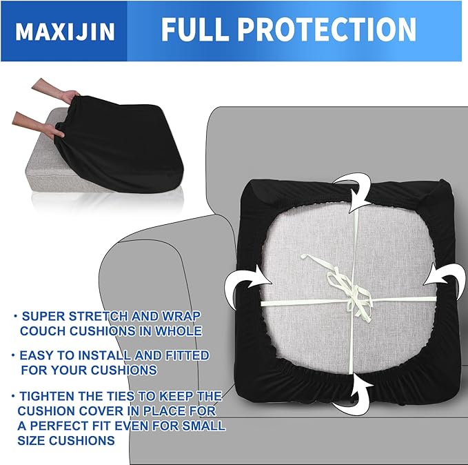 MAXIJIN Velvet Stretch Cushion Cover Fitted Couch Cushion Slipcovers 1 Pack Arm - Image 4