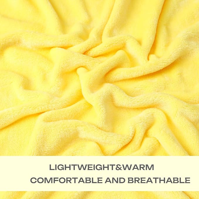 JIAHANNHA Yellow Throw Blanket Fleece Blanket Throw Size, Super Soft Cozy Plush - Image 3