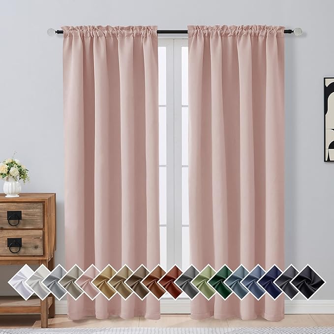 OVZME Blush Pink Blackout Curtains by OVZME