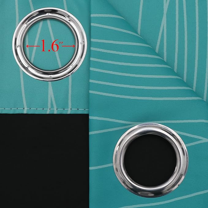 Estelar Textiler Teal and Greyish White Blackout Curtains 45 Inch Length - Image 7