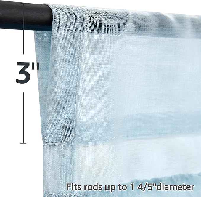 jinchan Blue Ruffled Valance Curtain - Image 9