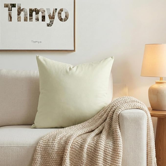 Thmyo 4-Pack 100% Cotton Comfortable Solid Decorative Throw Pillow Case Square - Image 5