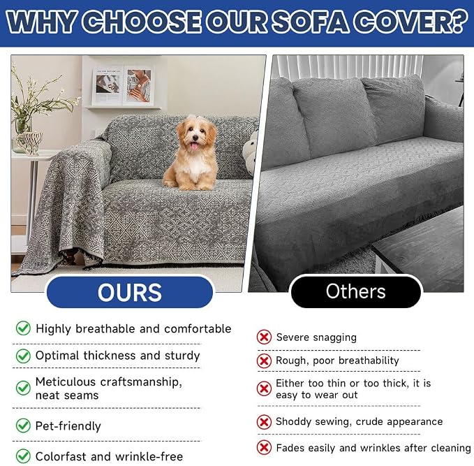 ROOMLIFE Couch Cover Black Boho Sofa Covers - Image 4