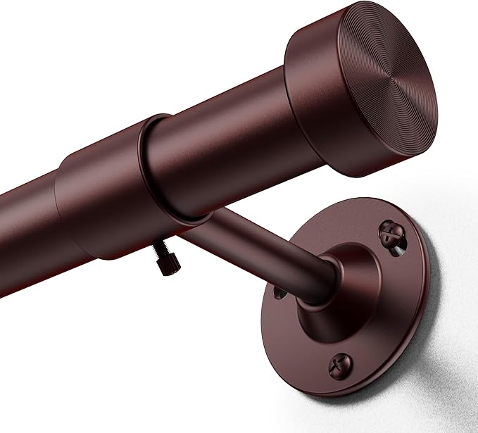 YaFex Heavy Duty Curtain Rods 32-120 Inch, 1 Inch Adjustable Bronze Curtain Rod by YaFex