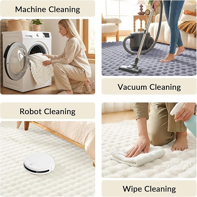 Lotus Karen Fluffy White Rug for Living Room Bedroom, 6x9 Big Bubble Plush shag - Image 6