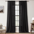 Black Linen Curtains 102 inches Long by Jolilight