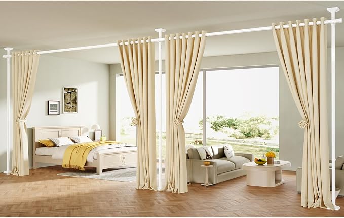 SUNALLY Room Divider Curtain Rod, No Drilling 4-10ft 28-140inch Adjustable - Image 7