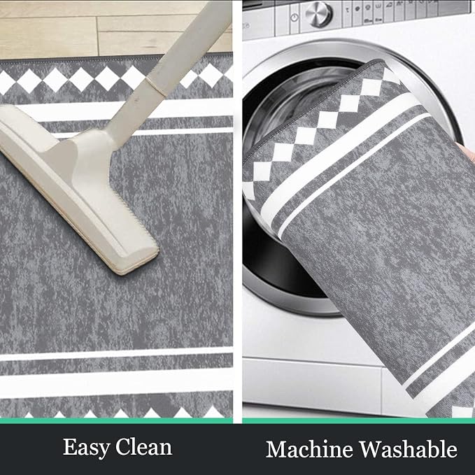 HEBE Farmhouse Kitchen Rugs Sets of 3 Non Slip Washable Boho Kitchen Rugs and - Image 4