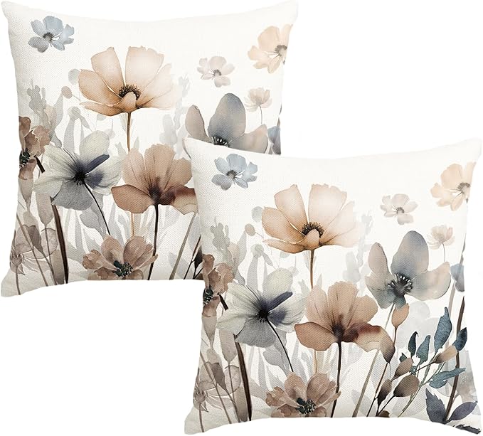 AVOIN colorlife Poppy Flowers Chinoiserie Throw Pillow Covers, 18 x 18 Inch by AVOINcolorlife