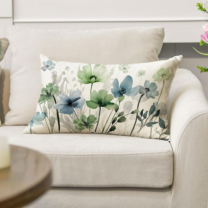 AVOIN colorlife Poppy Flowers Chinoiserie Fall Throw Pillow Cover, 12 x 20 Inch - Image 5