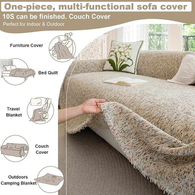 ROOMLIFE Boho Beige Couch Cover - Image 6