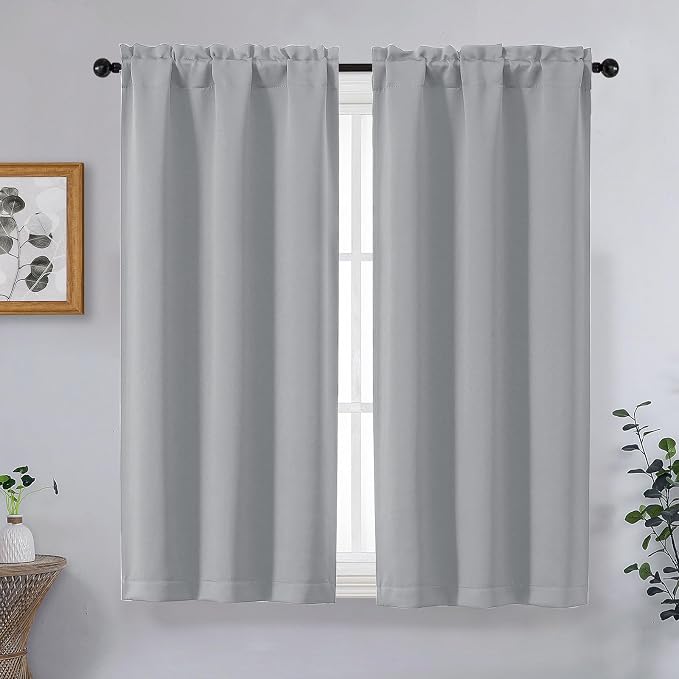 OVZME Silver Grey Short Blackout Curtains by OVZME