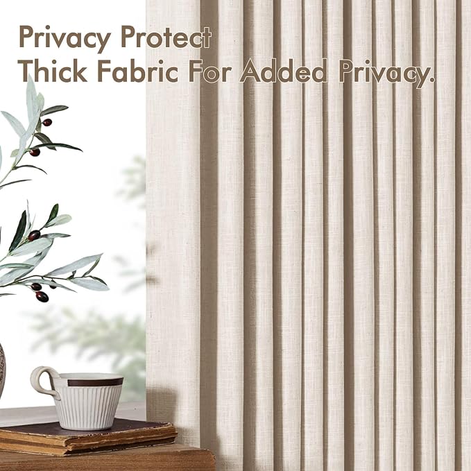 MIULEE Pinch Pleated Thick Linen Curtains 108 Inches Length 2 Panels - Image 7