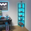 Corner Shelf with LED Lights, 6-Tier Corner Bookshelf by Buildyourperfectlife