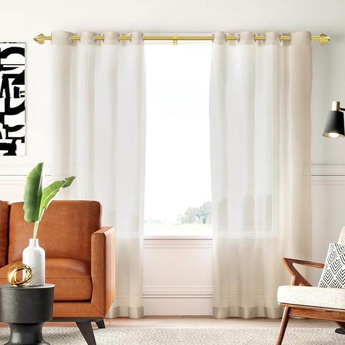 GXOACKJ Gold Curtain Rods for Windows 48 to 84 inch, 5/8 inch Adjustable Wrap - Image 6