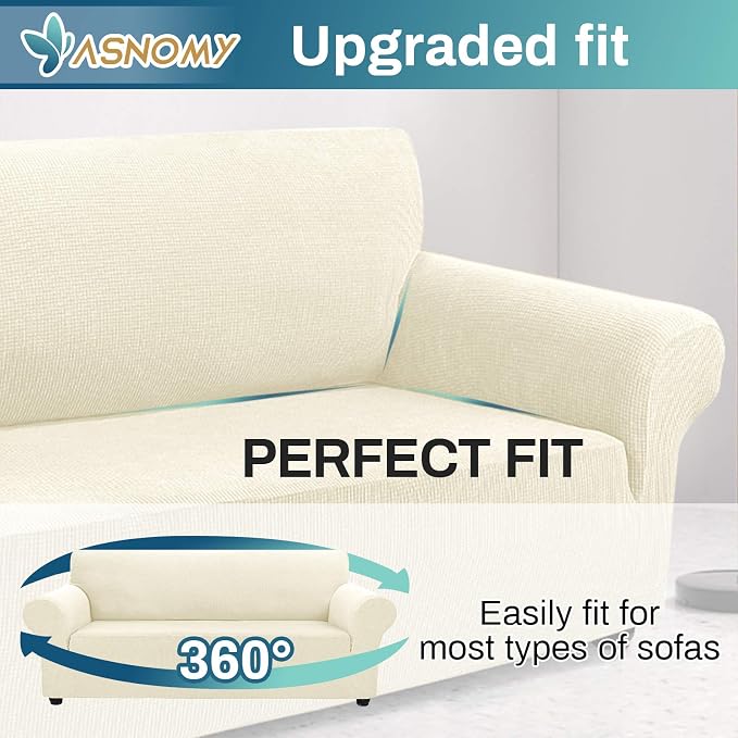 Asnomy Couch Covers for 3 Cushion Couch Stretch Sofa Covers Slipcovers - Image 4