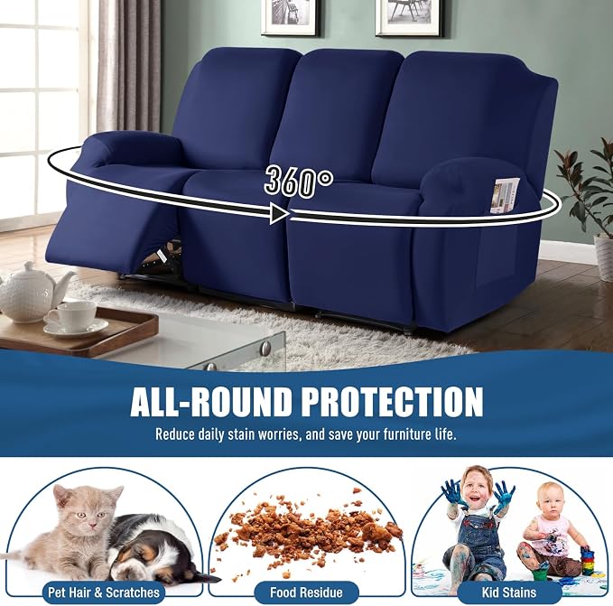 TAOCOCO Recliner Sofa Slipcover, 3 Pieces Polyester Fabric Stretch Sofa Covers - Image 3