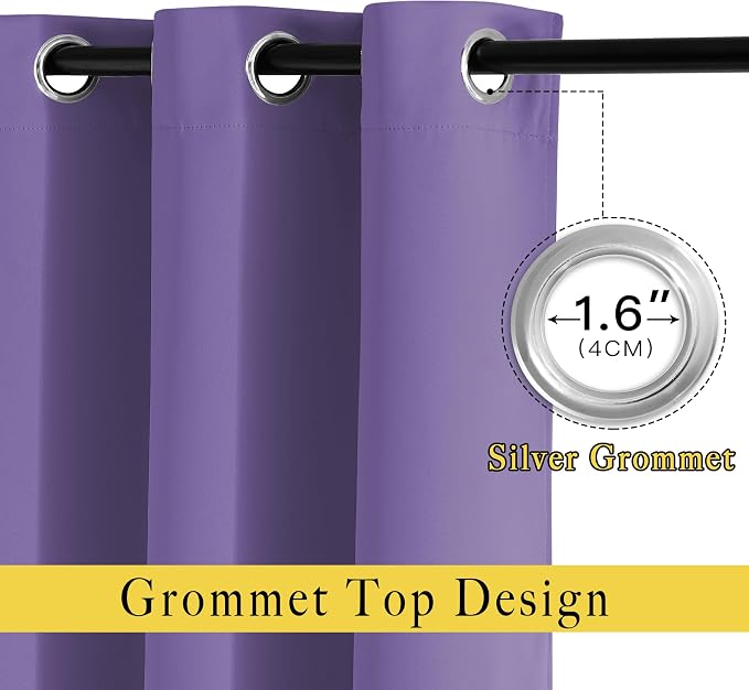 NICETOWN Lilac Purple Curtains 96 inches Long, Grommet Thermal Insulated - Image 2
