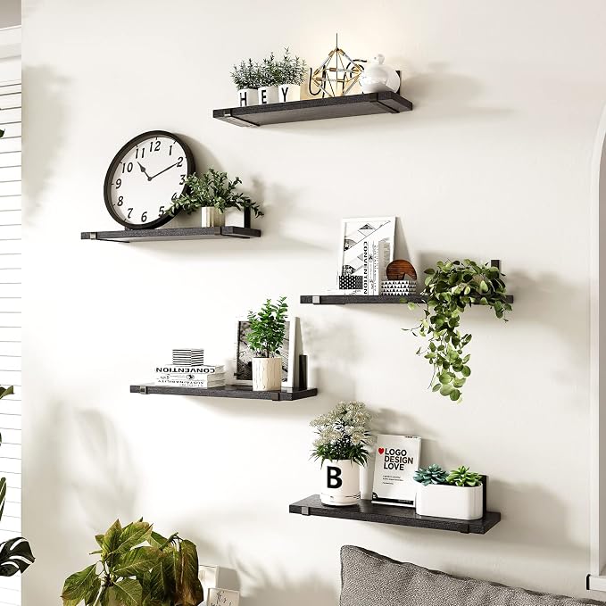Fixwal Floating Shelves for Wall, Width 4.7 Inches Black Wall Shelves, Rustic - Image 5