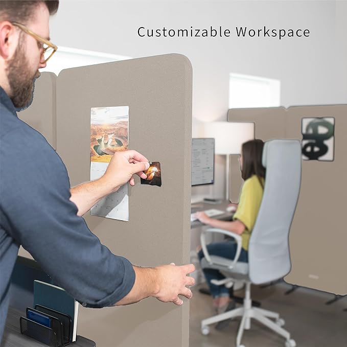 VIVO Freestanding 72 x 66 inch Privacy Panel, Cubicle Divider, Acoustic Wall - Image 4
