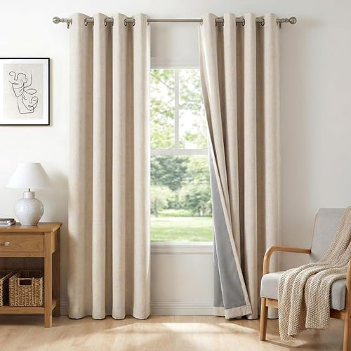 100% Blackout Shield Linen Blackout Curtains by 100BlackoutShield