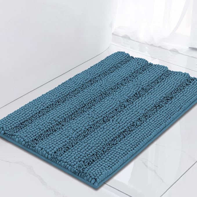 Turquoize Bathroom Rugs Non-Slip Chenille Bath Mat by Turquoize