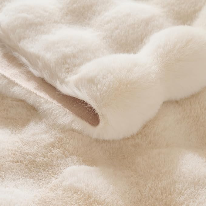 Lotus Karen Fluffy White Rug for Living Room Bedroom, 4x6 Big Bubble Plush shag - Image 4