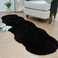Latepis Black Area Rugs Runners 2x6 Faux Rabbit Fur Fluffy Shag Rug Washable by Latepis