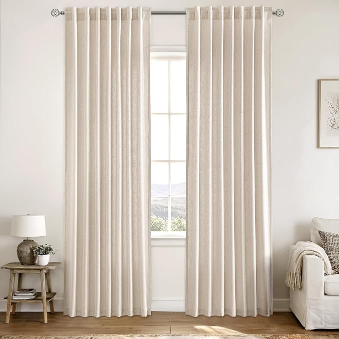 MIULEE Non-See-Through Privacy Linen Curtains 2 Panels, Light Filtering Window - Image 3