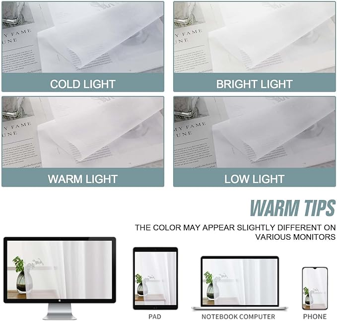 Extra Wide Sheer White Curtains 144 Inches Long 2 Panels, Extra Long Light - Image 6