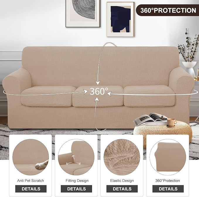 U-NICE HOME 4 Pieces Stretch Couch Cover Sofa Cover Washable Sofa Slipcover - Image 4