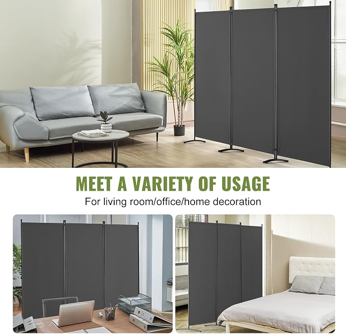 VEVOR Room Divider, 3 Panel Room Dividers and Folding Privacy Screens, Fabric - Image 6