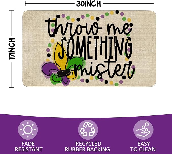 Mardi Gras Door Mat, Fleur De Lis Indoor Outdoor Non-Slip Doormat, Entryway - Image 3