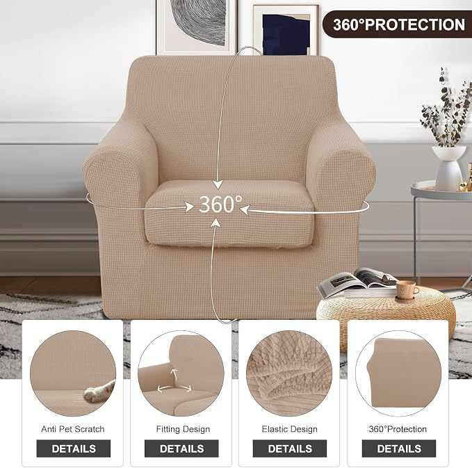 U-NICE HOME 2 Pieces Chair Covers Stretch Couch Cover Sofa Cover Washable Chair - Image 4
