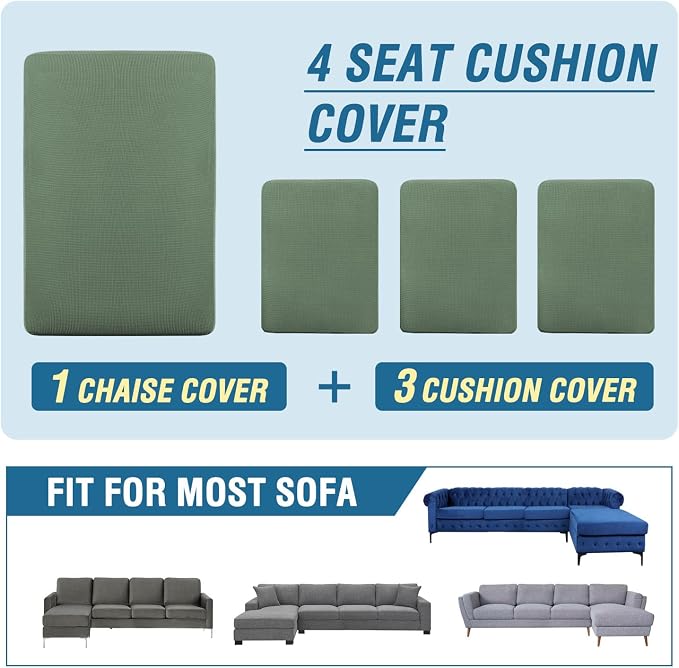H.VERSAILTEX Sectional Couch Covers 4 Pieces Sofa Seat Cushion Covers L Shape - Image 8