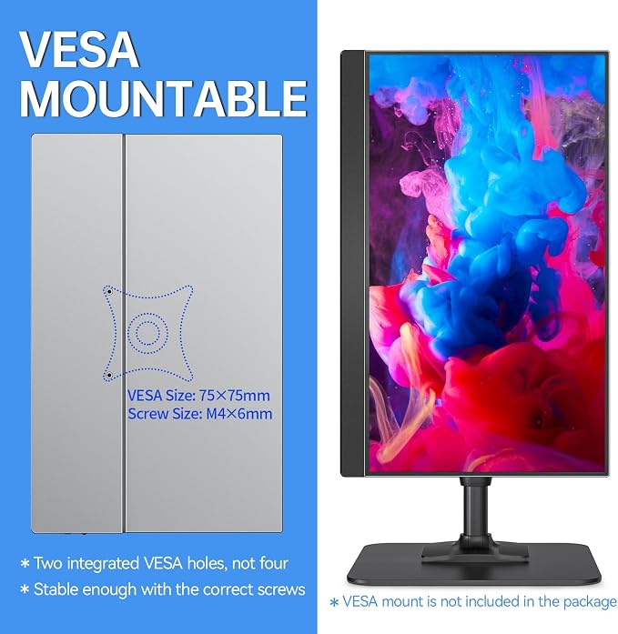 VisionOwl Portable Monitor 15.6 Inch 1080P FHD 85% sRGB Second Screen, USB-C - Image 4